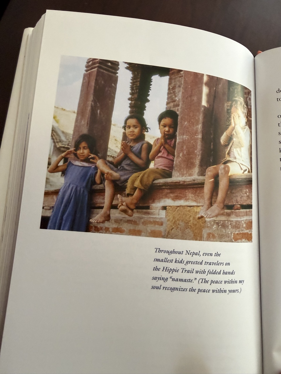 Small children in Nepal greeting travelers with folded hands saying namaste, 1978